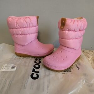 Crocs Pink Puffer Winter Boots